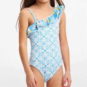 Roller Rabbit Kids Lemon Blossom/Tuiles Tula One-Shoulder Swimsuit
